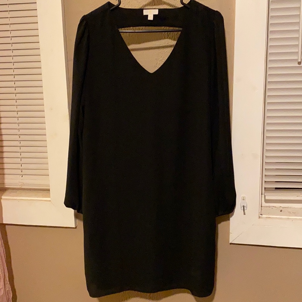 Black chiffon long sleeve dress